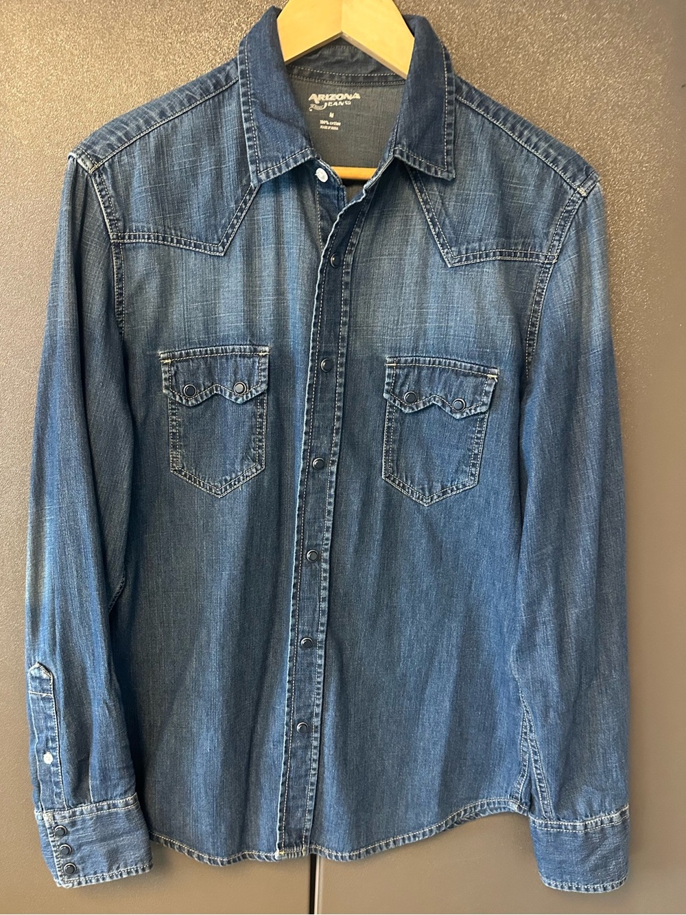 Men’s Arizona DENIM WESTERN SNAP SHIRT Medium $24